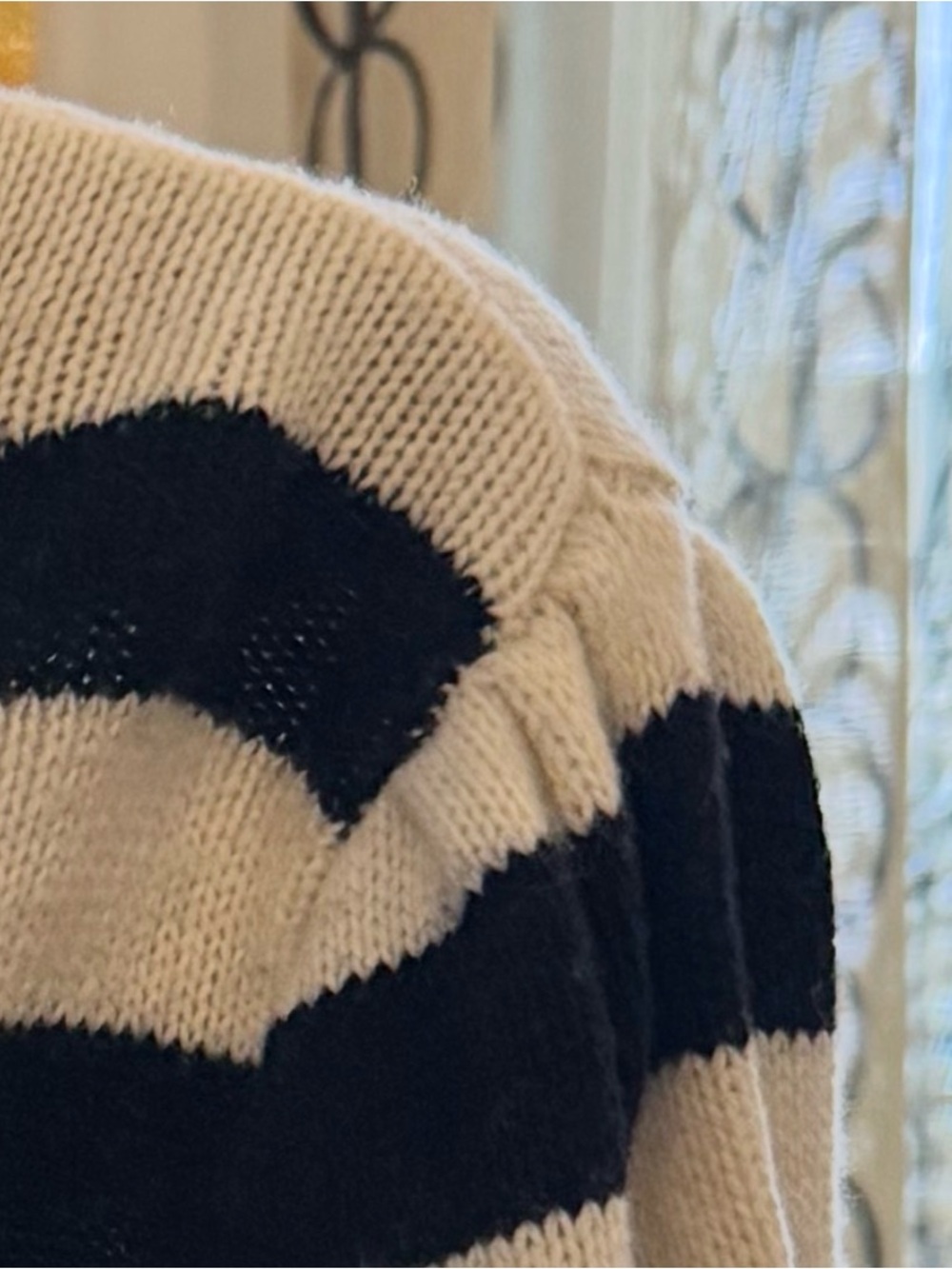 GAP Black, White & Rainbow Classic “Crazy” Stripe Crewneck Sweater - Picture 5 of 5